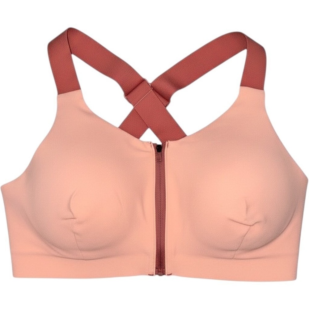 Duluth Trading Co Adjustabust Bonded Zip-Front Sports Bra Peach Size 8 (M) 30571